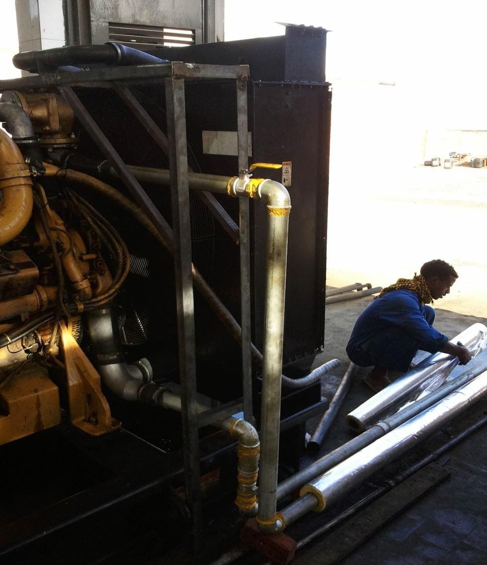 Connection of an EMSF unit to a waste heat source (diesel generator)